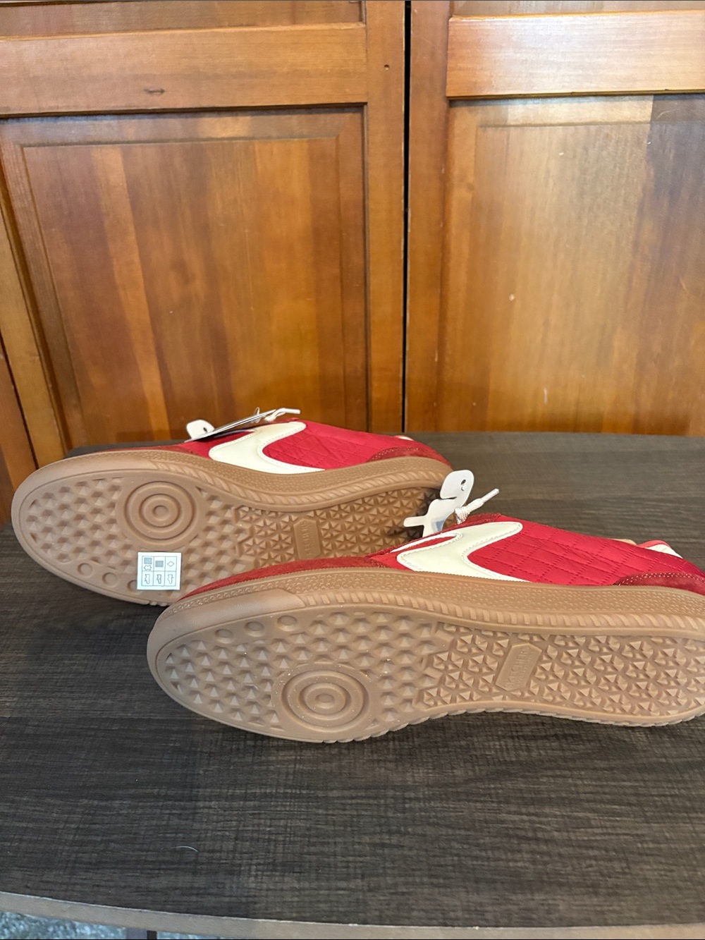 Skechers Red and White Quilted Athletic Sneakers - Picture 3 of 4